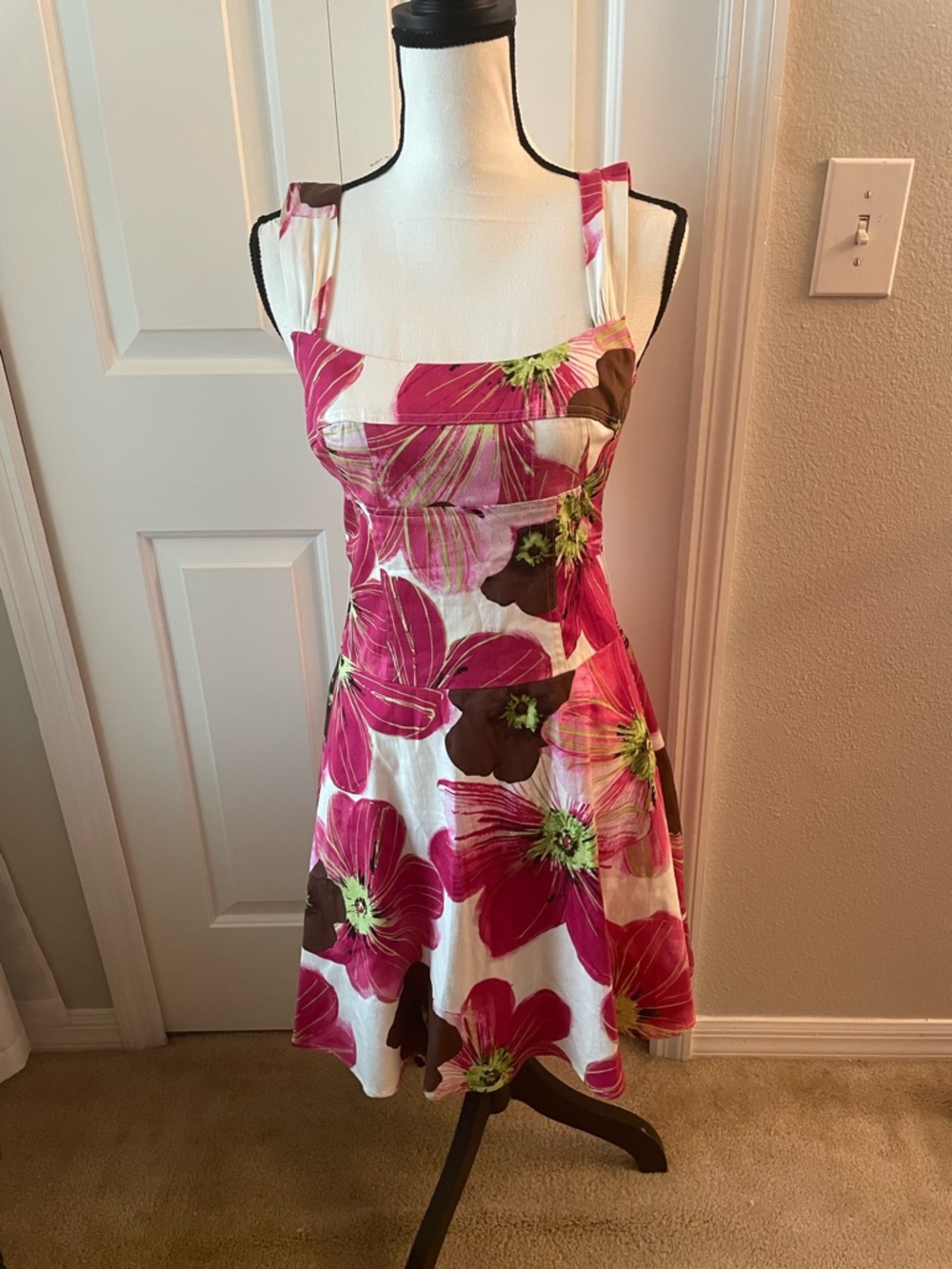 Candie's Pink Floral Mini Dress with White Base